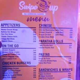 Swipe Up Cafe Johar Town Menu